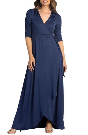 Kiyonna Meadow Dream Maxi Wrap Dress in Nouveau Navy at Nordstrom, Size X-Small