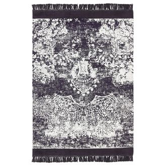 Beliani Alfombra De Viscosa Violeta Blanco 160 X 230 Cm Algod&oacute;n Flecos Envejecido Akarsu