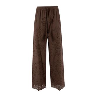 Ermanno Scervino Wide Trousers, female, Brown, Size: XS Wide-leg Trousers