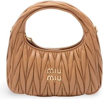 Miu Miu Wander Matelass&eacute; Leather Hobo Bag