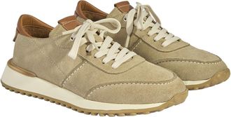 Desa Man Trainers - Suede Upper, Leather Lining, Elastic Laces, Flat Heel, Breathable | Beige - 45