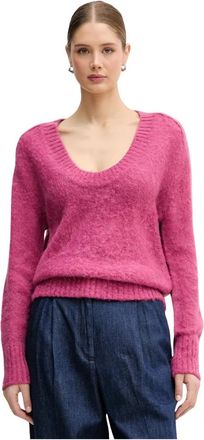Benetton V-hals gebreid - Dames - V-hals truien - Roze - S - Leer - Truien & Vesten