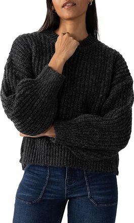 Sanctuary Fuzzy Volume Sleeve Sweater Womens Sweatshirt Charcoal Black : LG (US 10-12), Polyester