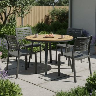 Dmora Silla De Exterior Hero, 4 Sillas, Con Brazos Hecha En Italia, Soporta 120 Kg, Negro Antracita