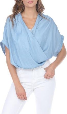 Rain + Rose Draped Faux Wrap Top in Denim at Nordstrom Rack, Size X-Large