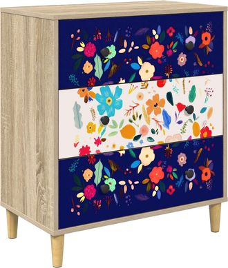 vidaXL Cajonera Mainz Estampado Floral 66 X 36,5 X 75 Cm Sonoma Vidaxl