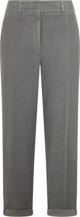 PESERICO Geribbelde Cropped Broek van Fluweel - Dames - Vrijetijds broeken - Grijs - XL - Katoen - Broeken