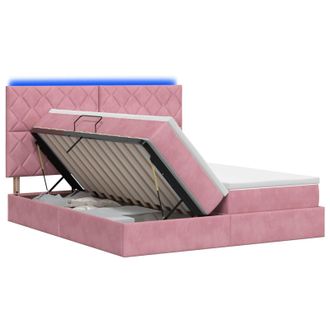 vidaXL Cama De Almacenamiento Led Con Colch&oacute;n Rosa 180 X 200 Cm Vidaxl