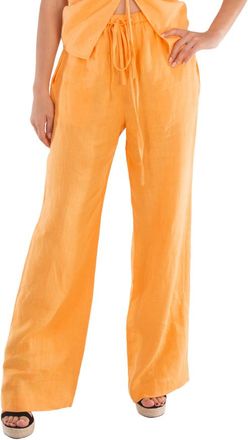 Nanushka Straight Leg Polyka Linen Pants, Size Medium