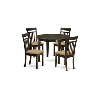 East West Furniture BOCA5-CAP-C 5 Pc small Kitchen Table and Chairs set-round Kitchen Table and 4 Dining Chairs