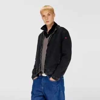 Diesel Moto jacket in clean-wash denim - Denim Jackets - Man - Black