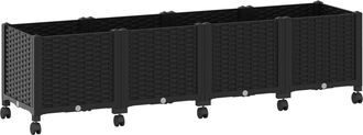 vidaXL Macetero De Jard&iacute;n Con Ruedas Negro 160 X 40 X 44 Cm Pp Vidaxl