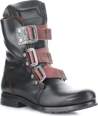 FLY London Stif Military Boot in 030 Black/Red at Nordstrom, Size 10-10.5Us