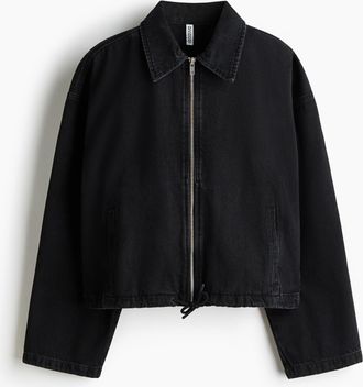 H&M Jeansjacke mit Kragen - Schwarz