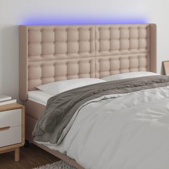 vidaXL Cabecero Con Led Cuero Sint&eacute;tico Capuchino 203x16x118/128cm Vidaxl