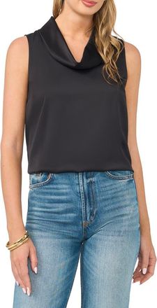 Vince Camuto Cowl Neck Satin Charmeuse Sleeveless Top in Rich Black at Nordstrom, Size Xx-Small