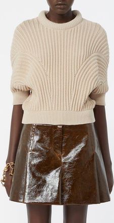 Sportmax Fatti Short Sleeve Sweater in Beige at Nordstrom, Size Large