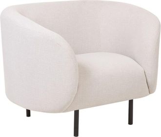 Beliani Sill&oacute;n De Poli&eacute;ster Beige Negro Boucl&eacute; Suave Patas Doradas Retro Glamour Loen