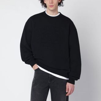 Gucci Felpa nera in jersey di cotone spazzolato