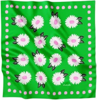 Centinelle White Flower Silk Medium Square Scarf in Green at Nordstrom