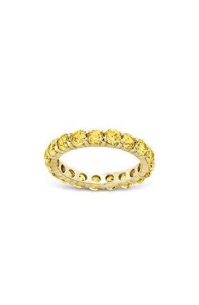 Sterling Forever Gracie Cubic Zirconia Eternity Ring in Gold/Canary at Nordstrom, Size 10