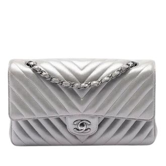 Chanel Pre-owned Classic Double Flap Shoulder Bag - Dames - Pre-owned - Grijs - Maat: ONE Size Leer