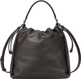 Brunello Cucinelli Soft leather Mellow Bucket bag in Brown at Nordstrom