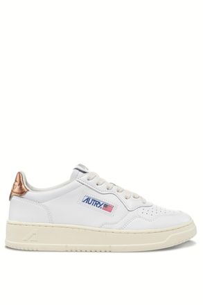 Autry Womens Medalist Leather Sneakers Bronze Heel Tab