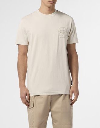Philipp Plein Round Neck T-Shirt Raw Edge Monogram Monogram Men in Beige at Nordstrom, Size Xxx-Large