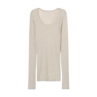 American Vintage Tops, Dames, Beige, S, Katoen, Massachusetts Lange Mouw T-shirt