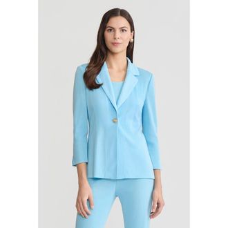 Ming Wang Tailored Single-Button Knit Jacket in Serene at Nordstrom, Size Xx-Small