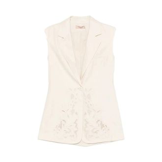 Twinset Sleeveless Tops, female, Beige, Size: XS Waistcoat Twinset