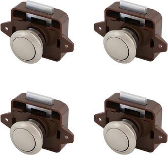 OEM Cerradura De Caj&oacute;n Con Pulsador - Cerradura Para Puerta De Armario - Apta Para Autocaravanas, Barcos Y Yates - Marr&oacute;n - Paquete De 4