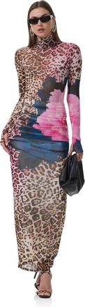 AFRM Bevin Mesh Maxi Skirt In Animal Block Peony