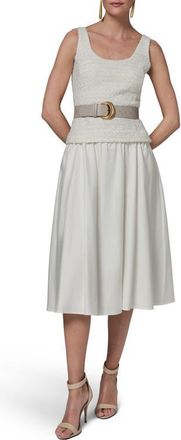 DKNY Belted A-Line Midi Dress in Cream at Nordstrom, Size 16
