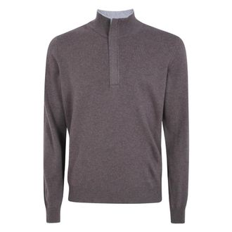 Gran Sasso Jersey de cuello alto con cremallera de manga larga - Knitwear - Hombre - Marr&oacute;n - 2XL