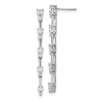 Diamond2Deal 14K White Gold 1 ct Lab Grown Diamond Dangle Earrings VS Clarity, G-H Color