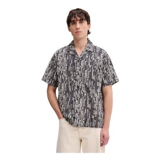 Karl Lagerfeld Logo Print Shirt - Heren - Korte mouwen Overhemden - Zwart - L - Katoen - Overhemden