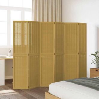 Berkfield Home Room Divider 6 Panels Brown Solid Wood Paulownia