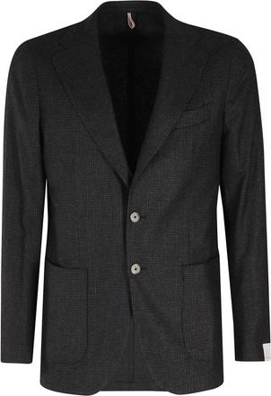 Santaniello Pied De Poule Jacket - Heren - Blazers - Bruin - M - Wol - Jassen