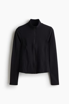 H&M Jerseyshirt mit Zipper - Schwarz