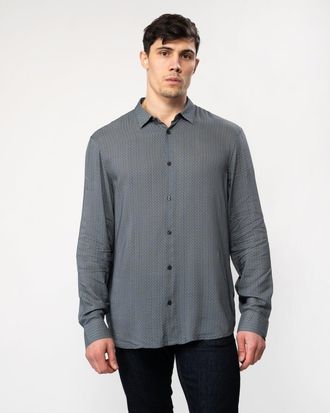 A|X Armani Exchange Mens Long Sleeve Pattern Print Shirt - Grey - Size Medium