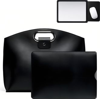 Generic 2-Piece Laptop Bag Set - Sophisticated Business Waterproof Leather Laptop & Tote Set, Fits 14 Laptop for Work Travel (Classic Black)