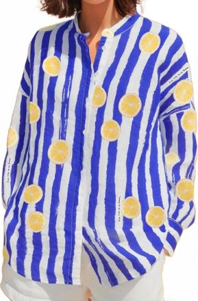 Vilagallo Striped Lemon Shirt In Blue/yellow