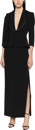 Elisabetta Franchi Kleedjes, Dames, Zwart, S, Plunging V-Neck Peplum Gown