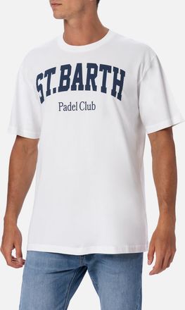 MC2 Saint Barth Man Cotton T-shirt With St. Barth Padel Club Placed Print