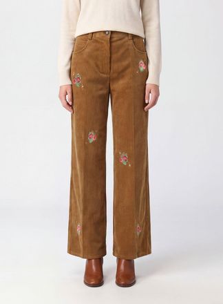 Forte_Forte High-Waisted Wide Leg Embroidered Cotton Velvet Trousers