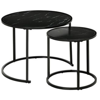 HOMCOM Set 2 mesas auxiliares 60x60x46 cm negro