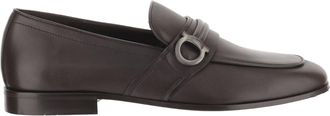 Ferragamo Dark Brown Tubular Hook Detail Leather Loafers