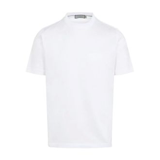 Canali T-Shirts, male, White, Size: 2XL Cotton T-Shirt